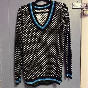 Women’s trendy print crochet sweater